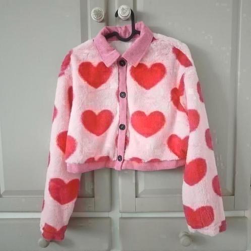 ️️NIEUW️🩷♥️ Fur jasje vest jas met hartjes ️️ Maat S /M, Kleding | Dames, Truien en Vesten, Nieuw, Maat 36 (S), Roze, Ophalen of Verzenden