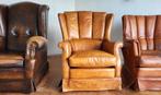Drie lederen fauteuils oorfauteuil relax stoelen schapenleer, Huis en Inrichting, Fauteuils, Ophalen, Gebruikt, 50 tot 75 cm, Leer