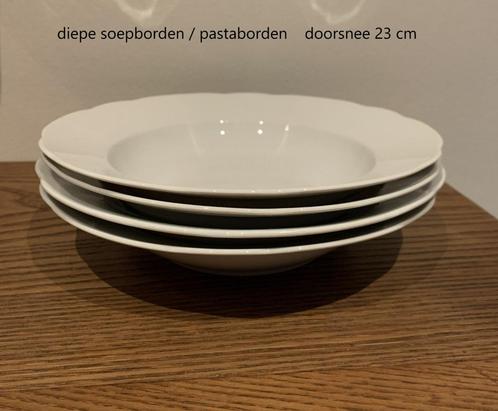 4 nieuwe borden, diepe borden, soepborden, pastaborden, wit, Huis en Inrichting, Keuken | Servies, Nieuw, Bord(en), Effen, Porselein