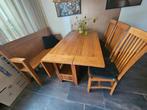 Eikenhouten eettafel/sidetable,4 eetkamerstoelen en zitbank, Huis en Inrichting, Tafels | Eettafels, Ophalen, 100 tot 150 cm, Zo goed als nieuw