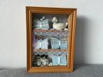 Vintage Wanddecoratie met Eend en Stoffen in Lijstje Hout, Ophalen of Verzenden