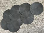 kastopruiming, 8 stuks ronde zwart / grijze placemats 37 cm, Nieuw, Bord, Ophalen of Verzenden