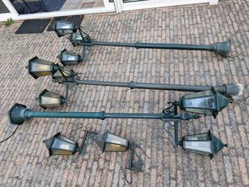 3 grote aluminium en 2 kleine lantarens lantarenpalen  beschikbaar voor biedingen