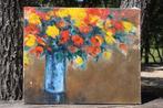 Brocante - Zomers schilderij met bloemen!, Schilderij, Gebruikt, Oorspronkelijke maker, Ophalen