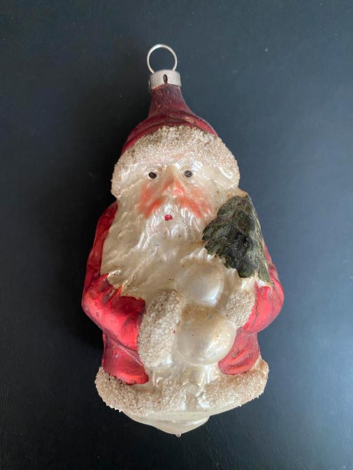 Vintage oude glazen kerstbal kerstman kerst 10 cm, Diversen, Kerst, Verzenden