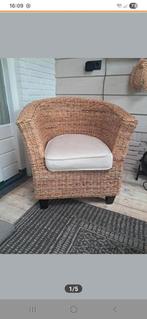 fauteuil zeegras inclusief.kussen geveerd, Huis en Inrichting, Fauteuils, Ophalen, Gebruikt, Minder dan 75 cm, 50 tot 75 cm