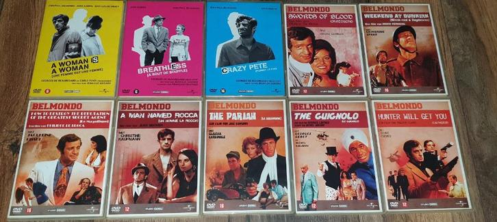 10x Jean Paul Belmondo, Cd's en Dvd's, Dvd's | Klassiekers, Zo goed als nieuw, Actie en Avontuur, 1960 tot 1980, Ophalen of Verzenden