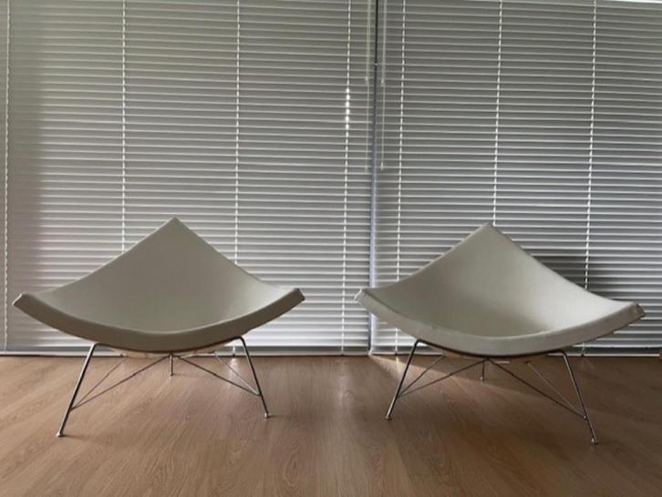 2x Vitra originele coconut stoel, Huis en Inrichting, Stoelen, Gebruikt, Twee, Leer, Wit, Ophalen