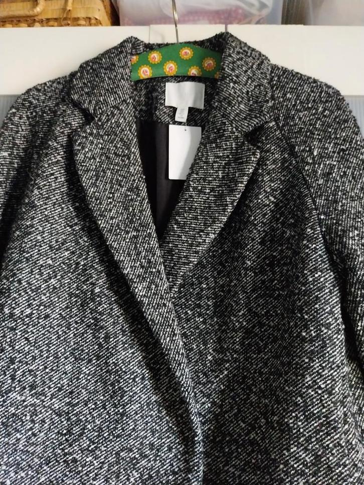 Zwart/wit jas mantel, Kleding | Dames, Jassen | Winter, Nieuw, Maat 36 (S), Zwart, Ophalen of Verzenden