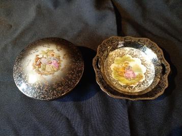 Bonbonnière met deksel en schaaltje Fragonard Porselein beschikbaar voor biedingen