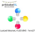 LED Kogellamp Ø45 - 1W E27, 4 Kleuren Set (Prikkabel lampen), Huis en Inrichting, Lampen | Losse lampen, Led-lamp, Minder dan 30 watt