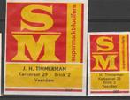 Lucifermerken,  S M Timerman, Veendam  (1092), Verzenden, Gebruikt, Luciferdoosjes of -merken