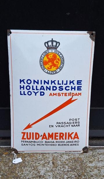 Emaille reclamebord van de Koninklijke Hollandsche Lloyd. beschikbaar voor biedingen