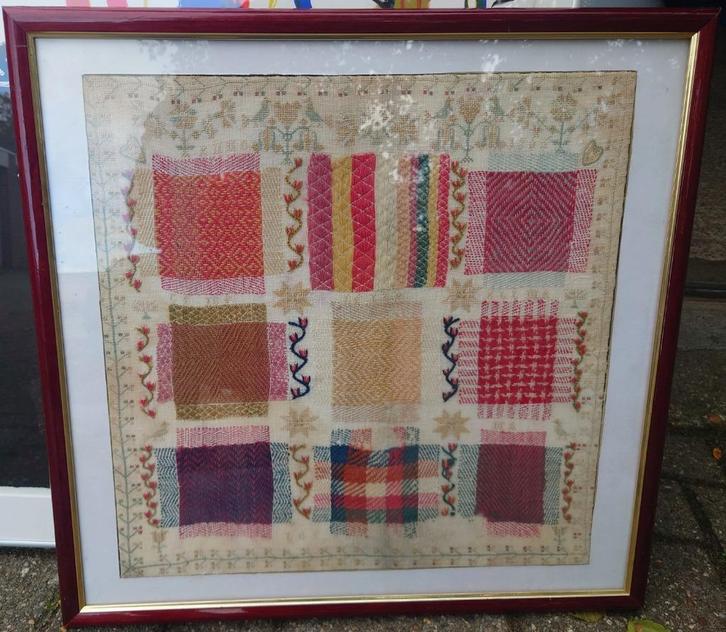 Geborduurd / Merklappen uit 1806, Groningen regio, Antiek en Kunst, Kunst | Schilderijen | Klassiek, Ophalen of Verzenden