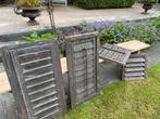 Brocante oude Franse luiken (4 st.) met beslag er nog aan, Ophalen of Verzenden