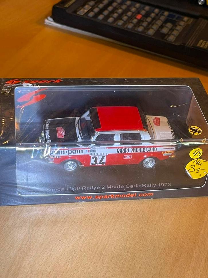 1:43 SPARK SIMCA RALLYE 2 MONTE CARLO ‘73 …….. NÚ 35,- !!, Hobby en Vrije tijd, Modelauto's | 1:43, Nieuw, Auto, Overige merken