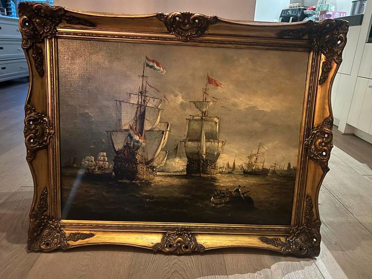 Schilderij Zeeslag Gouden Eeuw, Antiek en Kunst, Kunst | Schilderijen | Klassiek, Ophalen of Verzenden