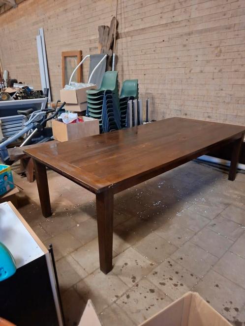 Grote, zware, landelijke eetkamer tafel / stamtafel, Mahonie, Huis en Inrichting, Tafels | Eettafels, Gebruikt, 100 tot 150 cm