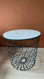 Bijzettafeltje grijs/blauw, Minder dan 55 cm, Rond, Ophalen of Verzenden, Zo goed als nieuw