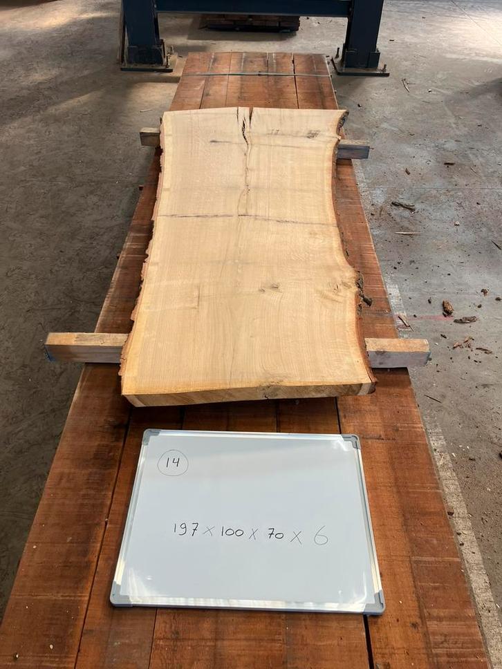 20 verschillende Eiken Boomstamtafel lengte T/M 420cm, Huis en Inrichting, Tafels | Eettafels, Nieuw, 50 tot 100 cm, 200 cm of meer