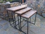 Robuust industriële bijzettafels Set van 3 mat zwart tafel, Huis en Inrichting, Tafels | Sidetables, Ophalen, 50 tot 100 cm, Rond