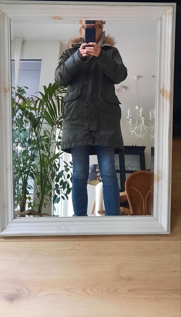 Moscow parka grijs/groen maat L, Kleding | Dames, Jassen | Winter, Zo goed als nieuw, Groen, Ophalen of Verzenden