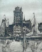Dordrecht, prachtige gesigneerde ets van Marinus Jansen, Ophalen of Verzenden, Voor 1940