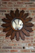 Vintage houten zonnespiegel, Ophalen of Verzenden, Rond, 50 tot 100 cm, Minder dan 100 cm