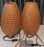 2 ikea goedwerkende boja bamboe tafel lampen, met lamp, Huis en Inrichting, Lampen | Tafellampen, Ophalen, Overige materialen