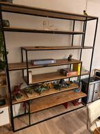 Industriële kast van mangohout met zwart metalen frame, Huis en Inrichting, Kasten | Boekenkasten, Ophalen, Gebruikt, 200 cm of meer