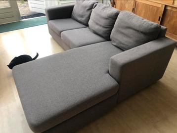 Bank met chaise longue, grijs