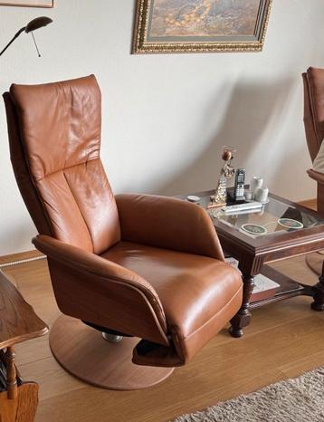 Cognac Lederen Relaxfauteuil met Sta-Op Functie beschikbaar voor biedingen