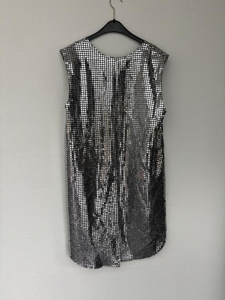 Slipjas zilver glitter mt40/42, Ophalen, Carnaval, Maat 42/44 (L), Zo goed als nieuw