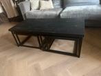 Zwarte salontafel set mangohout zwart, Huis en Inrichting, Tafels | Salontafels, Ophalen, Gebruikt, 50 tot 100 cm, Minder dan 50 cm