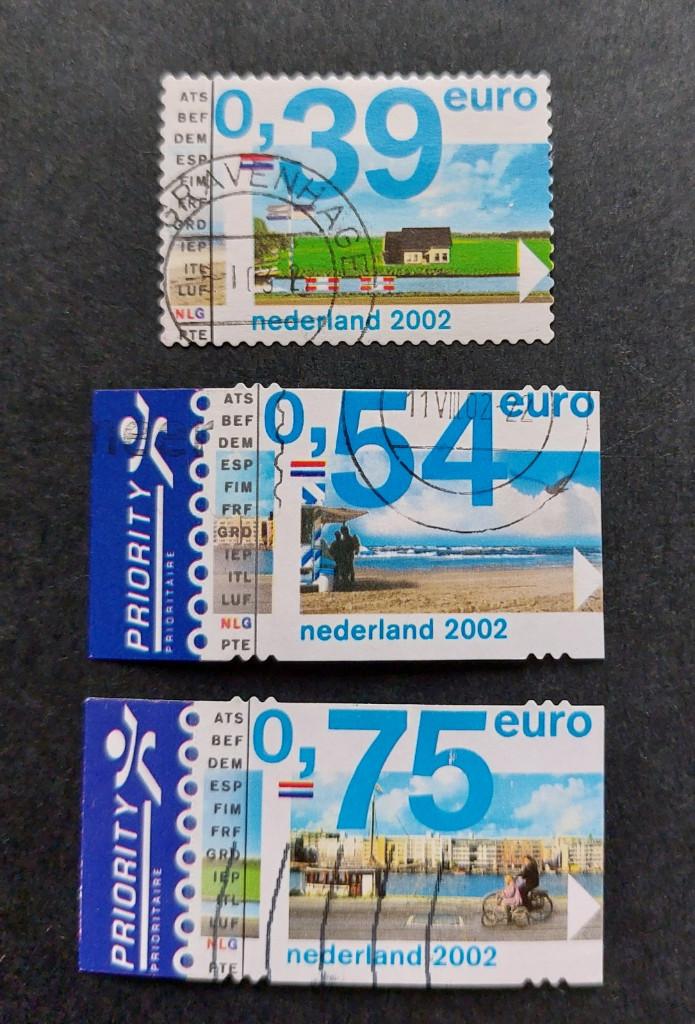 nvph 2062 - 2064 gestempeld Eurozegels 2002, Postzegels en Munten, Postzegels | Nederland, Verzenden, Na 1940, Gestempeld