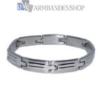Rvs heren of dames armband 19 cm RVS zilver staal., Verzenden, Nieuw, Zilver, Staal