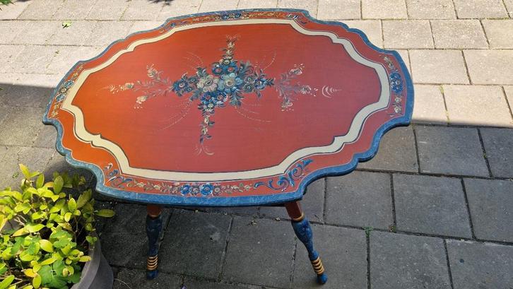 Houten Hindeloopen (Flap aan de wand) Bijzettafel, Huis en Inrichting, Tafels | Bijzettafels, Gebruikt, Ovaal, 60 cm of meer, 75 cm of meer