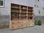Grote Apothekerskast Hout | Vintage Apothekers Kast Laden B, Gebruikt, Metaal, Ophalen of Verzenden, Met lade(s)