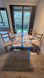 Dining Table + 4 Chairs + 4 Cushions + Table Cloth, Ophalen, Gebruikt, Overige houtsoorten, Table is white