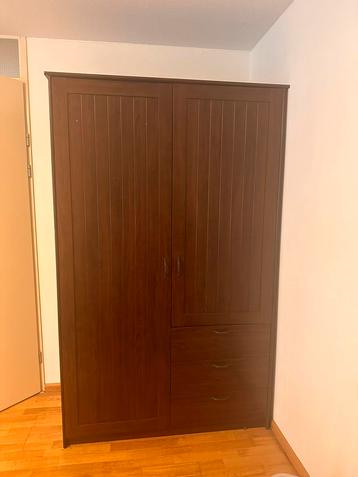 IKEA brown wardrobe, 2 Doors, 3 Drawers, 124x60x201 cm