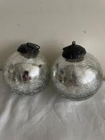 4  Brocante Craqule zilverkleurige  Heksenballen, Diversen, Kerst, Ophalen of Verzenden, Gebruikt
