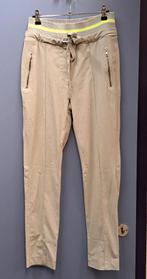 Jane Lushka lichtgrijs casual broek + neongele rand XS 47301, Jane Lushka, ., Ophalen of Verzenden, Zo goed als nieuw