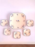 Set van 6 Société Céramique bordjes, blauwe anemonen, 1940, Antiek en Kunst, Ophalen of Verzenden