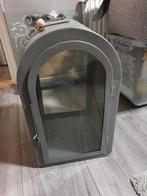 Grijze haard met glazen deurtjes, Huis en Inrichting, Haarden, Ophalen of Verzenden, Zo goed als nieuw, Vrijstaande haard, Houthaard