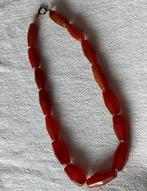 Antieke collier/ketting met Carneool met zilveren slot, Sieraden, Tassen en Uiterlijk, Antieke sieraden, Ophalen of Verzenden