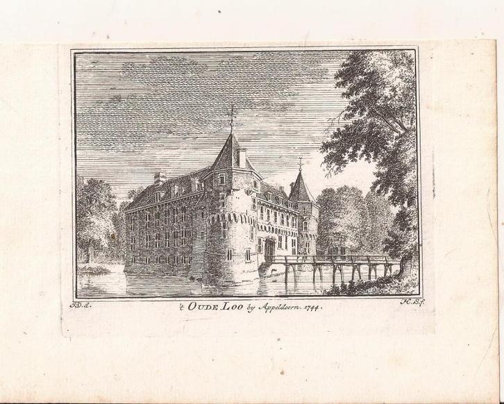 't Oude Loo bij Appeldoorn, 1744 - Apeldoorn, Antiek en Kunst, Kunst | Etsen en Gravures, Ophalen of Verzenden