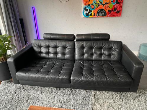 Leren bankstel IKEA Landskrona - 3 persoons, Huis en Inrichting, Banken | Bankstellen, Gebruikt, Rechte bank, Driepersoons, 200 tot 250 cm