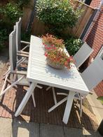 Tuinset, wit aluminium Tafel en 4 stoelen., Ophalen, 4 zitplaatsen, Gebruikt, Eettafel