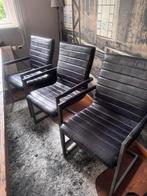 Stoelen zwart leer, Huis en Inrichting, Stoelen, Ophalen, Zo goed als nieuw, Zwart