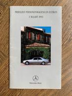 Prijslijst Mercedes-Benz personenwagens maart 1993, Gelezen, Mercedes-Benz, Mercedes, Ophalen of Verzenden